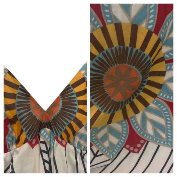 Trulli resort vacation cotton silk fully lined V bra top fit 2 flow summer dress - Picture 3 of 8